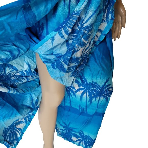 in gear Hawaiian blue palm tree one size outfit bikini top with tie pants. - Picture 9 of 10